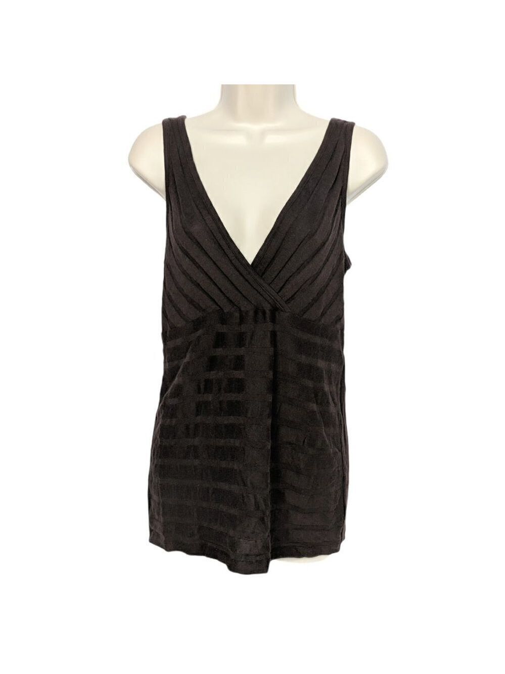 Axcess Brown Striped V Neck Tank Top Medium
